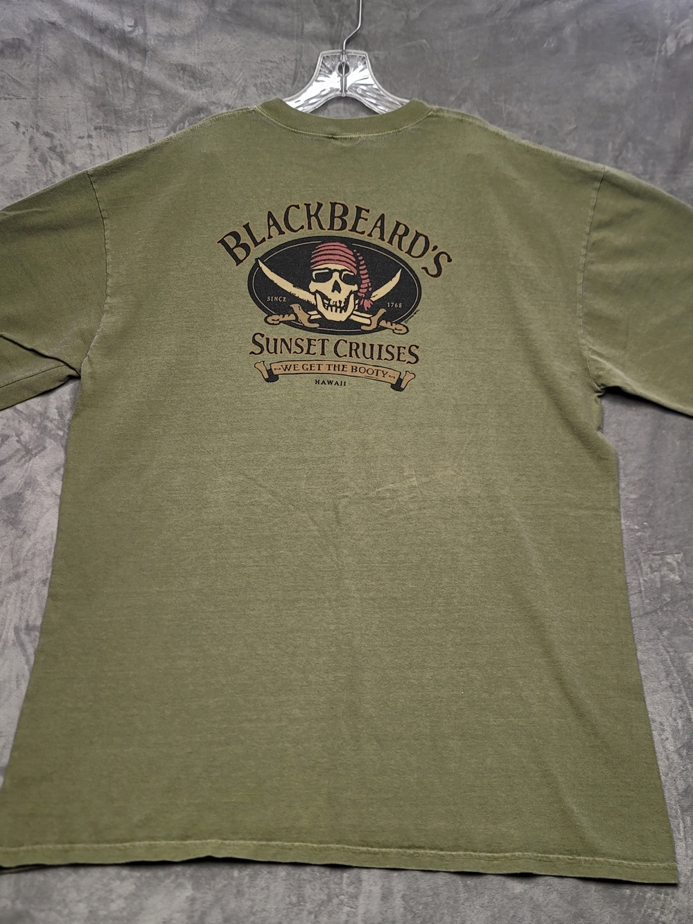 Vintage Crazy Shirts Hawaii Hemp Dyed T-Shirt XXL Blackbeard's Sunset Cruises